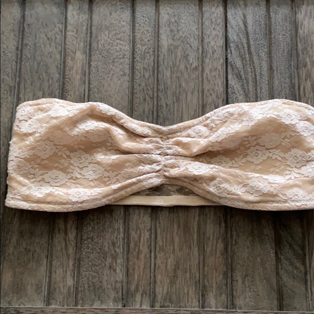PINK Nude Lace Bandeau Bralette